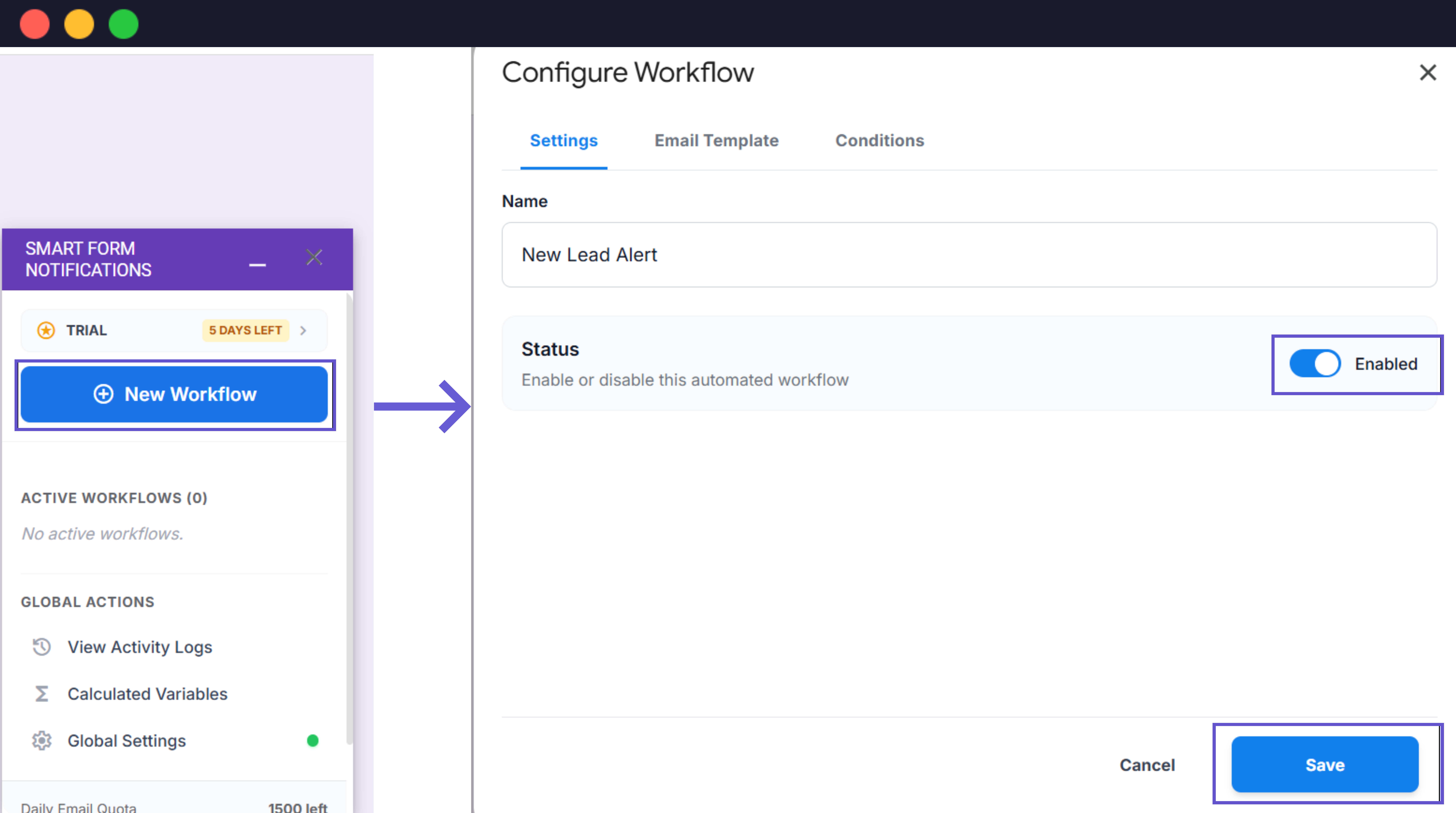 2. Create a New Workflow